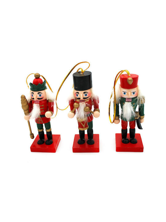 Christmas Wooden Set Ornaments Multicolour 8x8cm 3pcs