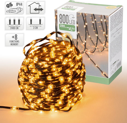800 Lichterketten LED 24m. Warmes Weiß in Zeichenfolge 1Stück