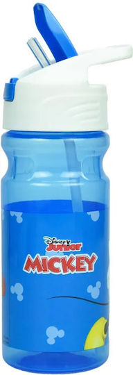 Gim Mickey Kids Water Bottle Mickey Plastic with Straw Blue 500ml