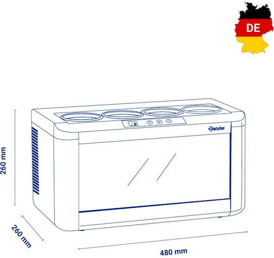 Bartscher Commercial Wine Refrigerator +5°C / +18°C L48 x W26 x H26cm