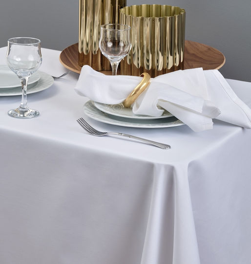Blanc de Blanc Τablecloth Solid Satin White 160x280cm