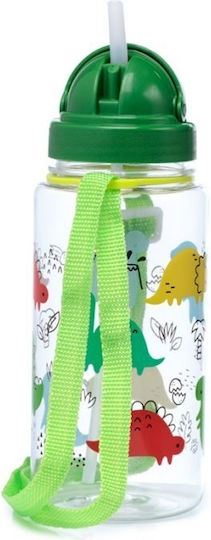 Puckator Plastic Kids Water Bottle with Straw Green 450ml