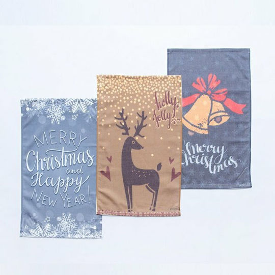 Palamaiki Set Christmas Towels Fabric Multicolored L60xW40cm. 3pcs