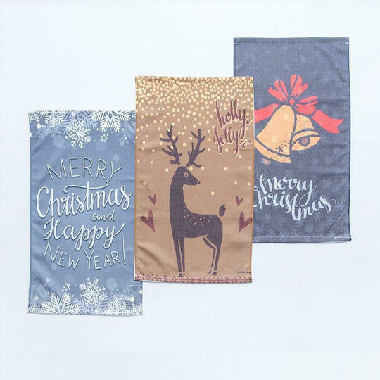 Palamaiki Set Christmas Towels Fabric Multicolored L60xW40cm. 3pcs
