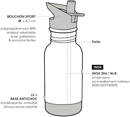 Gaspajoe Loopy Foxes Παιδικό Παγούρι Σιλικόνης Non Spill Μπλε 400ml
