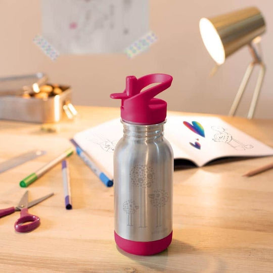 Gaspajoe Loopy Birds Παιδικό Παγούρι Σιλικόνης Non Spill Φούξια 400ml