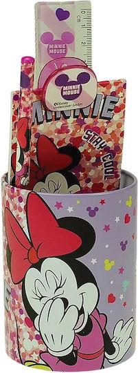 Gim Minnie Παιδικό Σετ Γραφικής Ύλης με Μολύβι, Ξύστρα, Γόμα, Σημειωματάριο, Χάρακα και Μολυβοθήκη 7τμχ