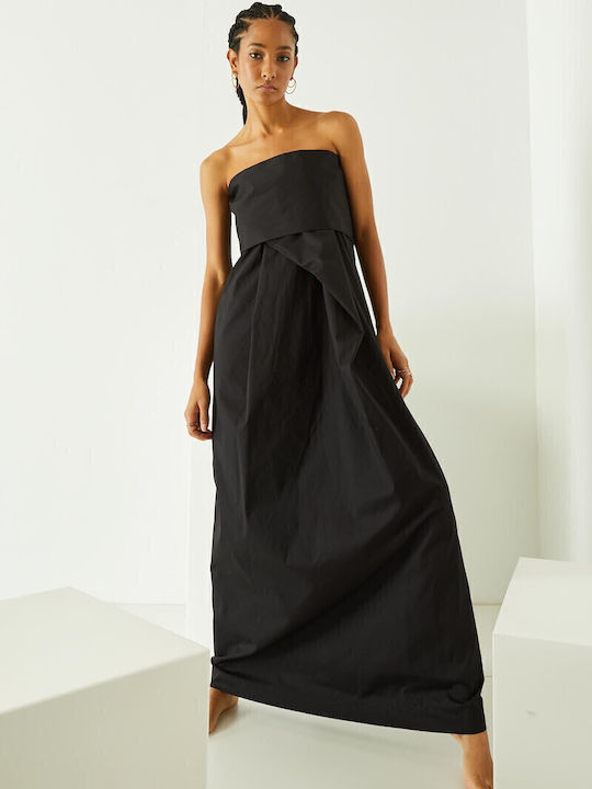 Summer Maxi Evening Strapless Black Dress