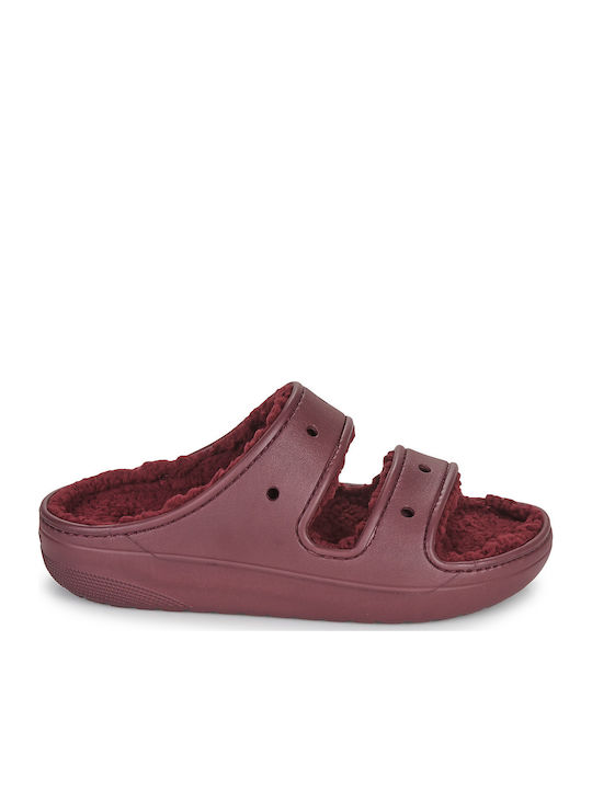 Classic Cozzzy Winter Women's Slippers with Fur Burgundy
