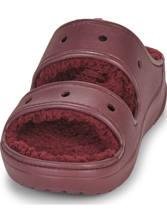 Classic Cozzzy Winter Women's Slippers with Fur Burgundy