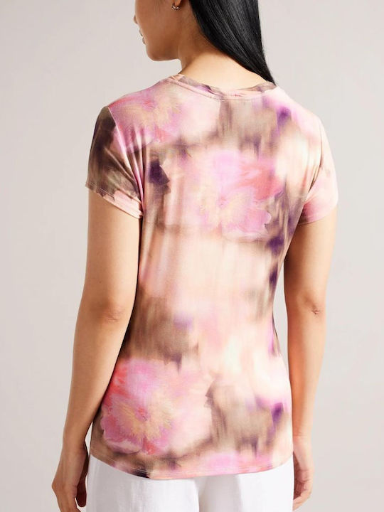Yazmean Women's T-shirt Floral Pink