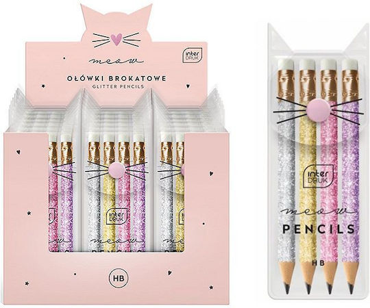 Exas Paper Meow Pencils Сет от 4 Моливи с Гума