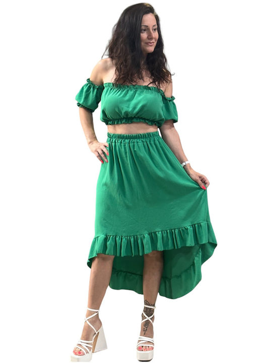 Set with Midi Skirt Green
