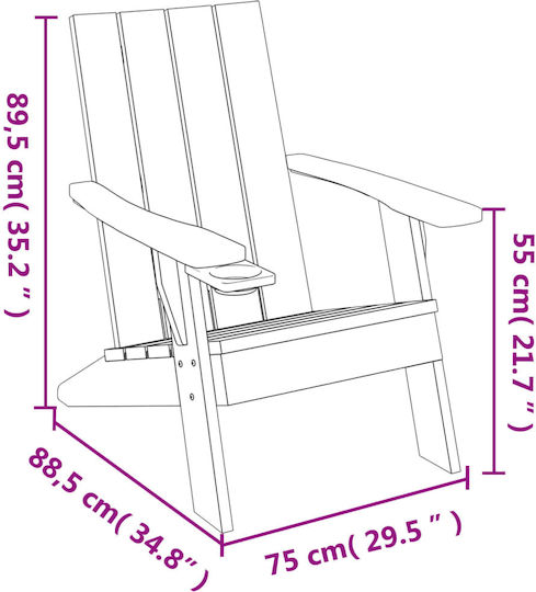 Outdoor-Sessel Hölzernes Braun 75x88.5x89.5εκ.
