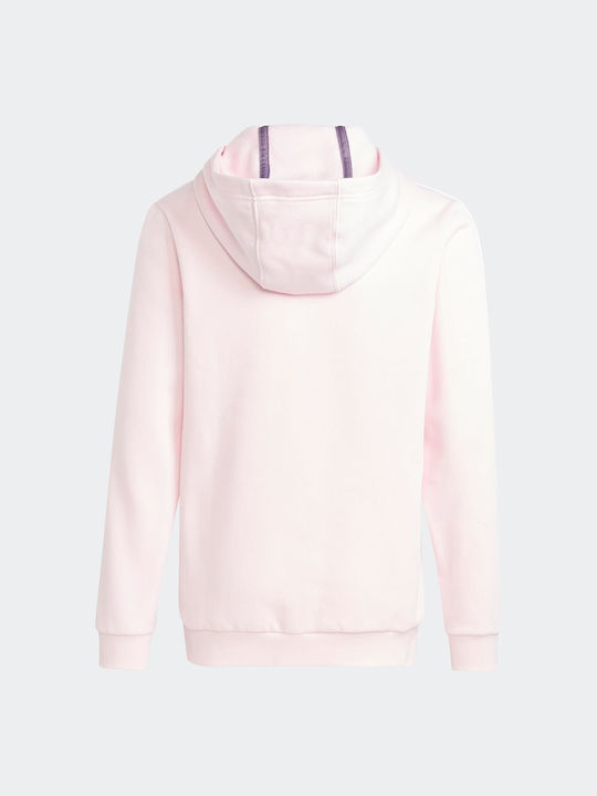 Adidas Kids Fleece Sweatshirt with Hood and Pocket Pink