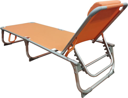 Epiplo-Fos Foldable Aluminum Beach Sunbed Orange with Pillow 190x60x30cm