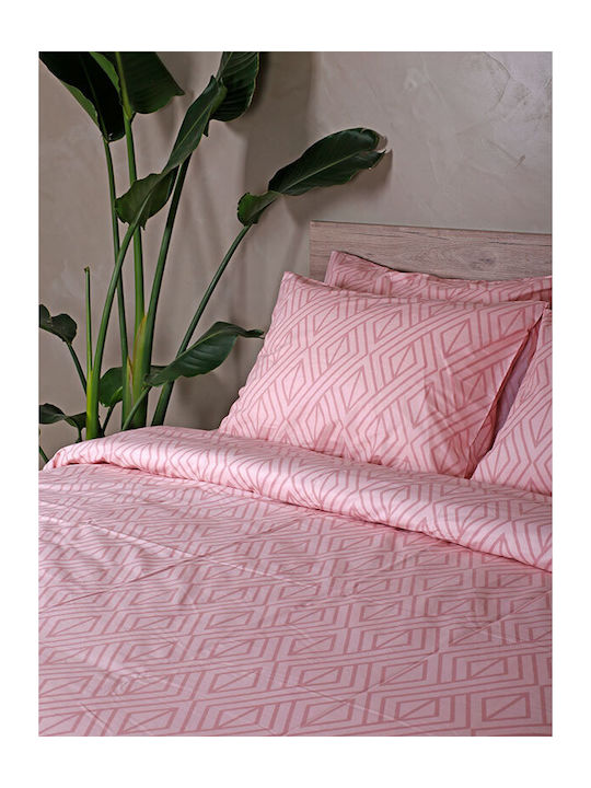 Sunshine Σετ Σεντόνια Διπλά με Λάστιχο 150x205x30εκ. Cotton Feelings 2042 Pink