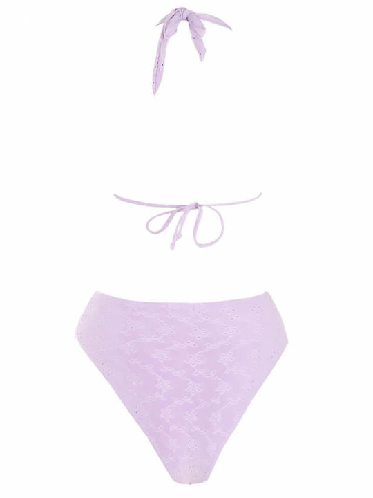 Luigi Padded Bikini Set Triangle Top & High Waisted Bottom Lilac