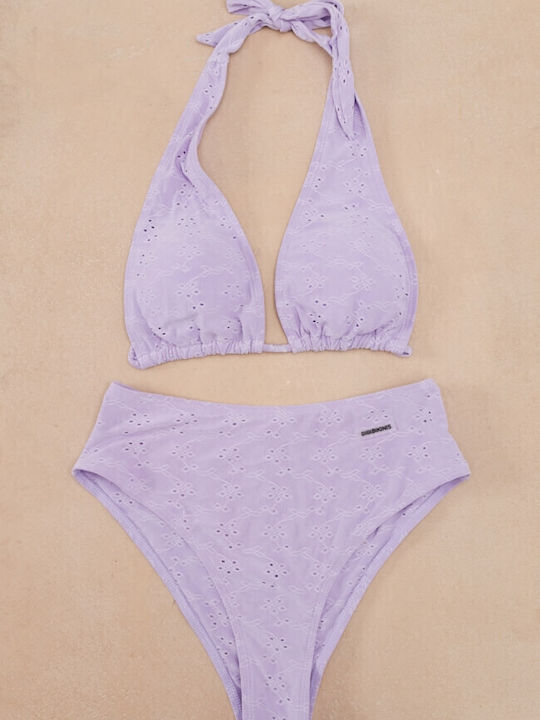 Gigi Set Bikini Τριγωνάκι Ψηλόμεσο Λιλά