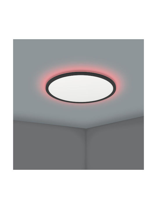 Eglo Rovito Z Κλασική Μεταλλική Πλαφονιέρα Οροφής με Ενσωματωμένο LED σε Μαύρο χρώμα 42cm