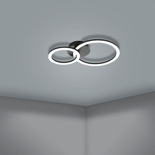 Eglo Parrapos-Z Smart Ceiling Mount Light 44.5cm Black with Integrated LED and Remote Control