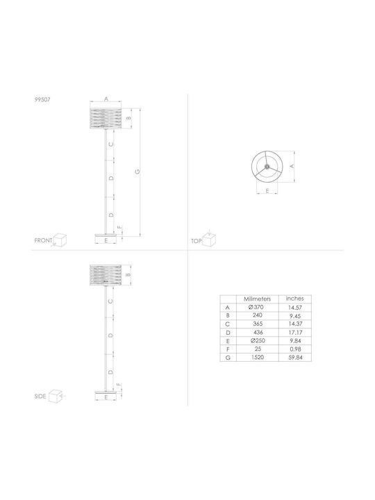 Eglo Cremella Lampa de podea Î151xL37cm. cu Soclu pentru Bec E27 Negru