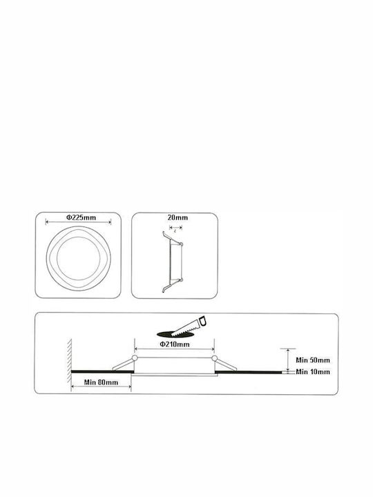 Rund Vertieft LED Panel 18W mit Warmes Weiß Licht 3000K