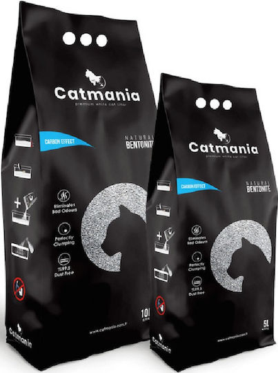 Catmania Carbon Effect Бентонитен котешки пясък Финозърнест 10лт