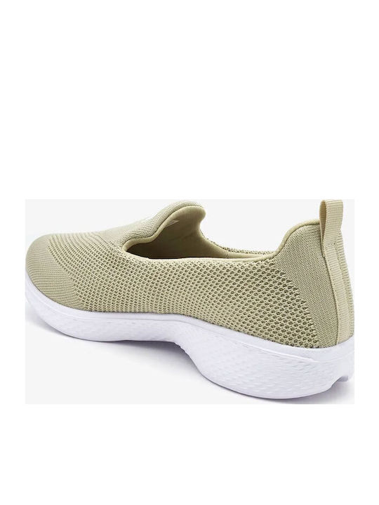 Stoff Anatomisch Damen Slip-Ons Beige