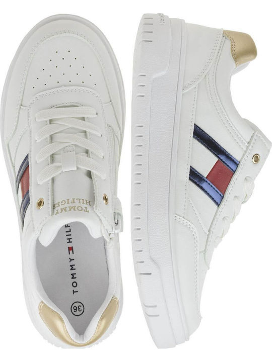 Cut Lace-up Kids Sneakers Gold