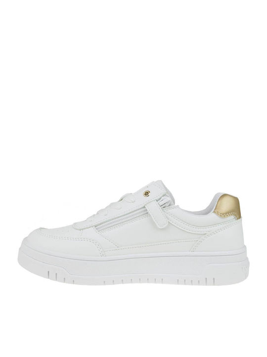 Cut Lace-up Kids Sneakers Gold
