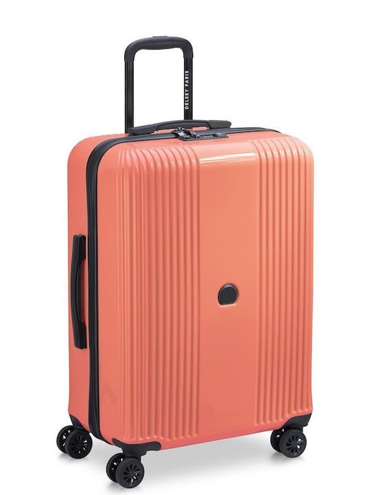 Delsey Ophelie Valiză De Călătorie Medie Tough Coral Pink Cu 4 Roți Înălțime 66 Cm