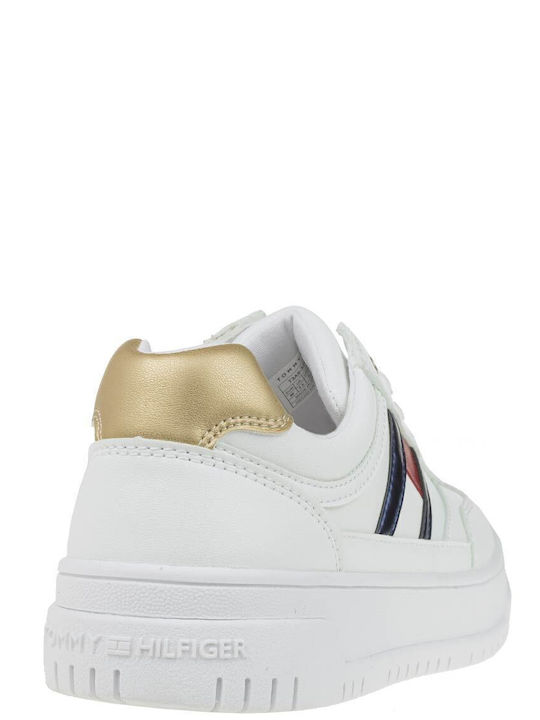 Cut Lace-up Kids Sneakers Gold