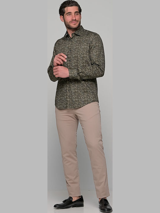 Long-sleeved Cotton Shirt Khaki