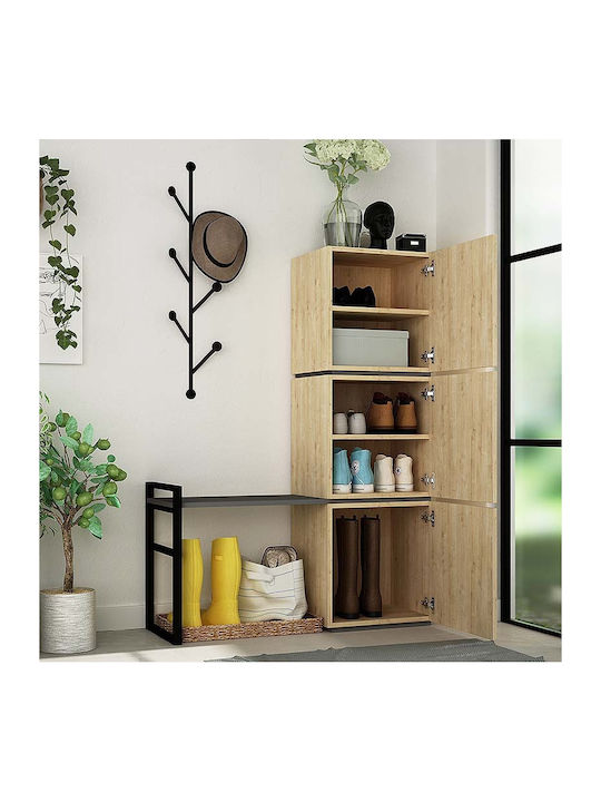 Mello Eingangsmöbel mit Garderobe / Schuhschrank & Schrank Natural 109x39x149cm