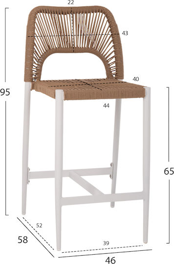 Stool for Bar Outdoor White, Beige 46x58x95cm