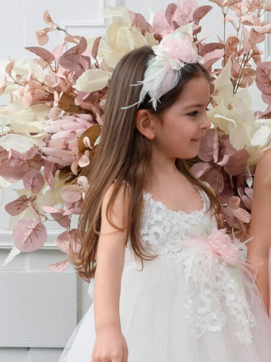 Mi Chiamo Ecru Taufset Kleidung mit Haar-Accessoires & Kleid aus Tüll 2Stück