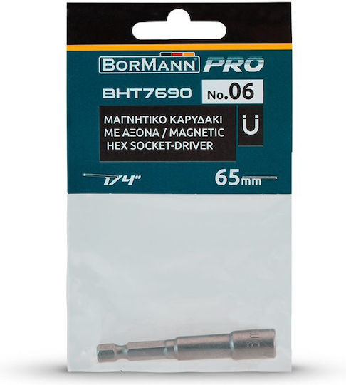 Bormann Magnetisch Nuss Sechskant mit Vierkant-Antrieb HEX Durchmesser 6.5mm 1Stück