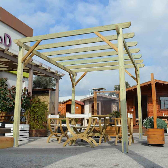 Πέργκολα Κήπου από Ξύλο με Οροφή 300x300cm