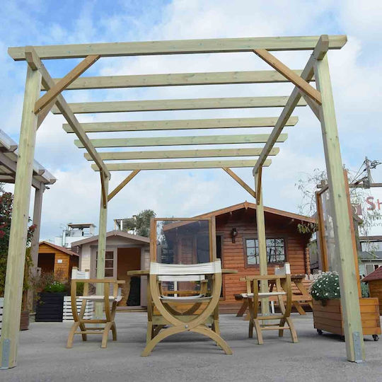 Πέργκολα Κήπου από Ξύλο με Οροφή 300x300cm