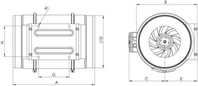 Bahcivan Ventilator industrial Sistem de e-commerce pentru aerisire BMFX 100/2V Diametru 100mm