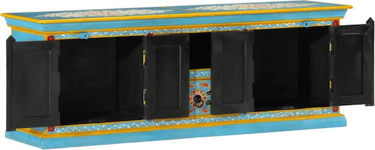 Stand TV Din Lemn Masiv Albastru L110xA30xÎ40cm