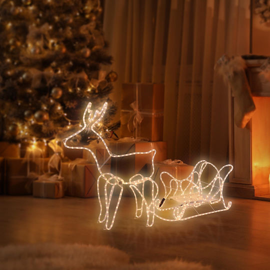 ECD Germany Illuminated Christmas Plastic Figure Reindeer White Length 77cm