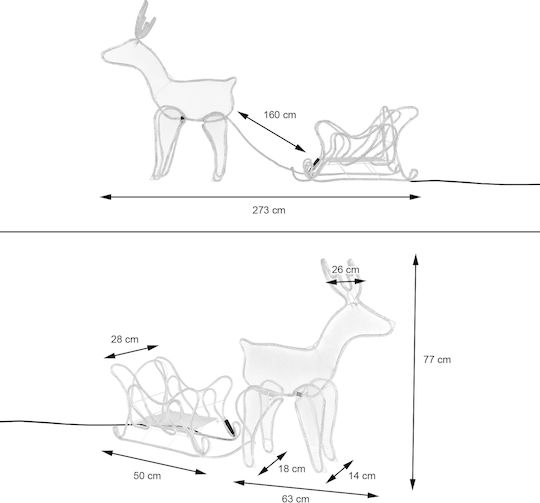 ECD Germany Illuminated Christmas Plastic Figure Reindeer White Length 77cm