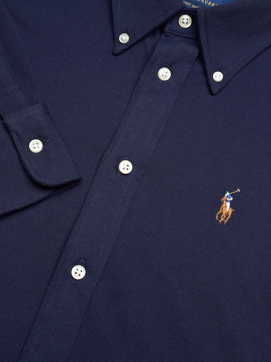 Women's Pique Long Sleeve Shirt Navy Blue
