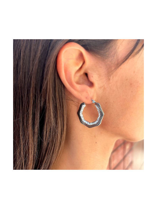 Amor Amor Earrings Hoops made of Steel with Stones