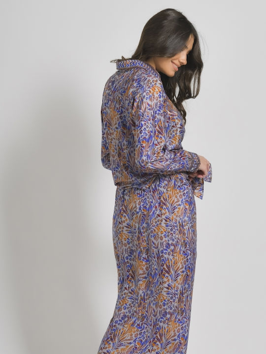 Langärmelig Damen Hemd Blau