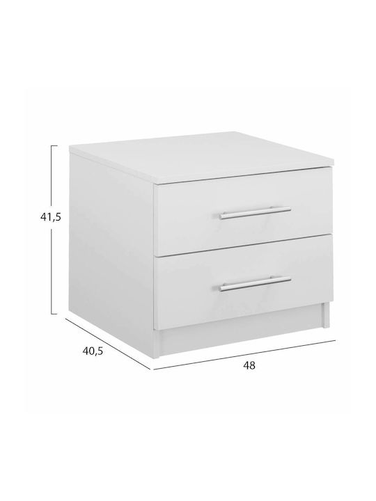 Chelsea Wooden Bedside Table White 48x40.5x41.5cm