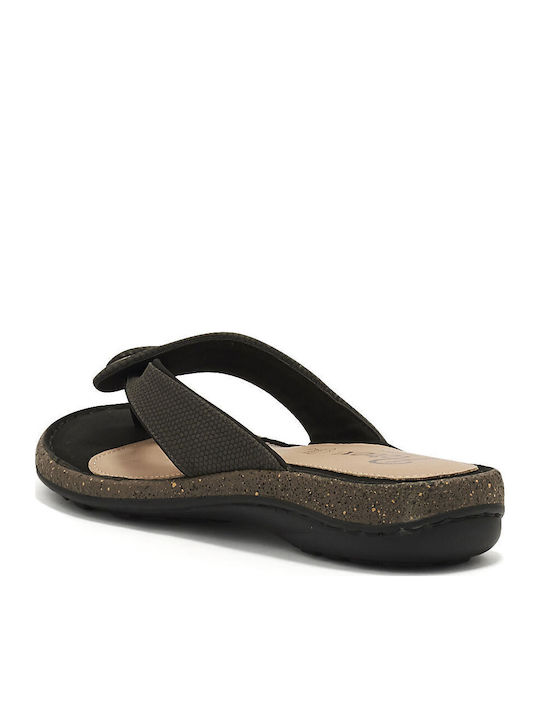 Leather Women's Flat Sandals Anatomic in Black Color