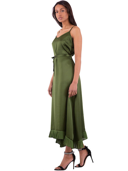 Liu Jo Summer Midi Evening Dress Satin Green